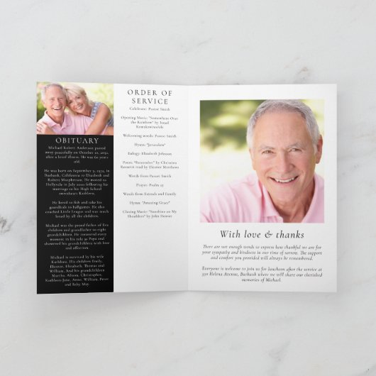 Programme funéraire plié | Collage photo moderne (Intérieur)