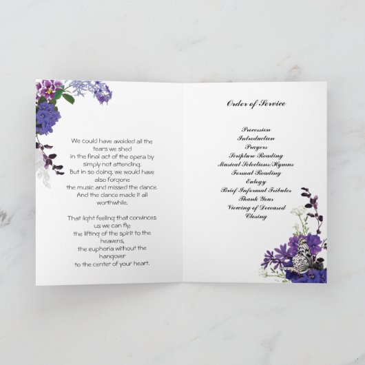 Programme funéraire pour les Violettes Africaines (Intérieur)