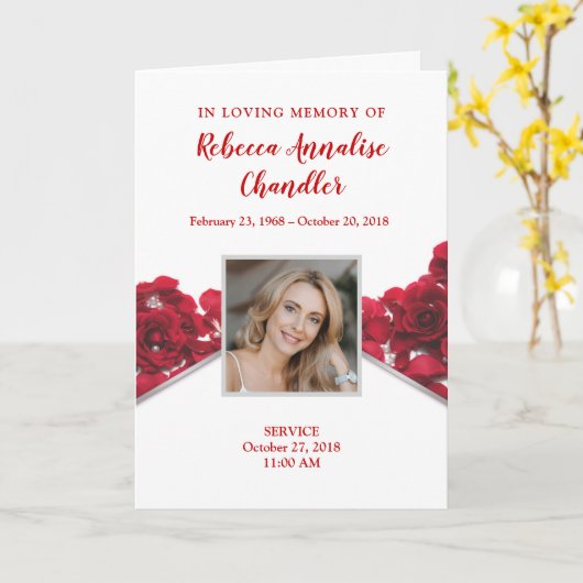 Programme funéraire Red Roses | Programme commémor (Fleur jaune)