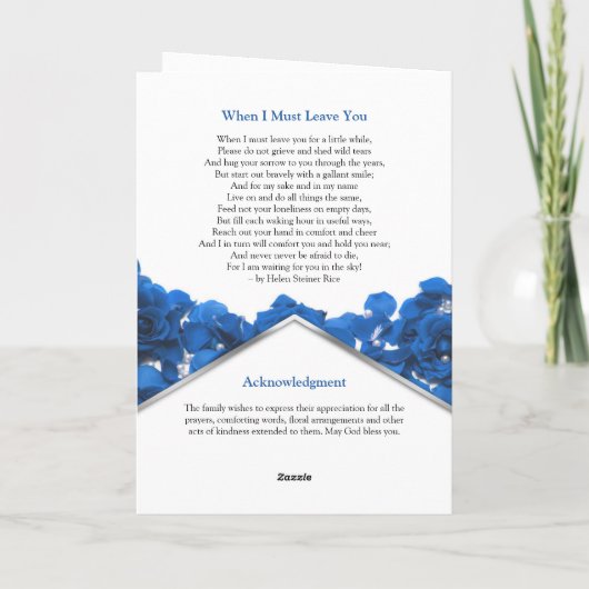 Programme funéraire Rose bleu | Programme commémor (Dos)