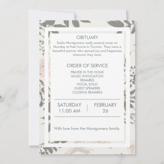 Programme funéraire rose et sage doux (Dos)
