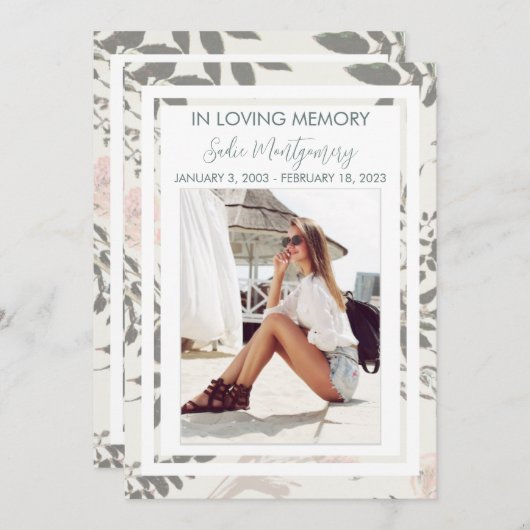 Programme funéraire rose et sage doux (Devant / Derrière)