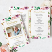 Programme funéraire rose et violet | Ordre de serv