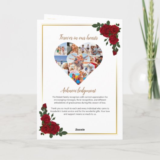 Programme Funéraire - Roses Rouges Et Frontière Do (Dos)