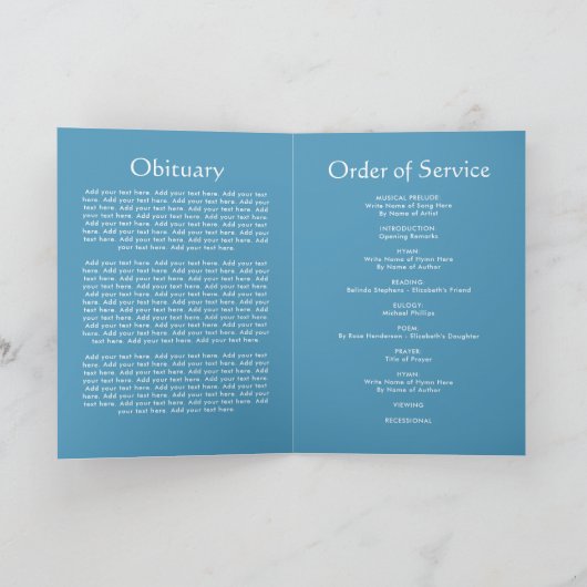 Programme funéraire sur la plage | Ordre de servic (Intérieur)