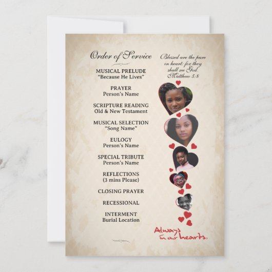 Programme funéraire sur le thème du coeur (Dos)