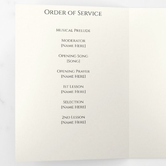 Programme funéraire triplé - Fête de la vie (Intérieur en premier)