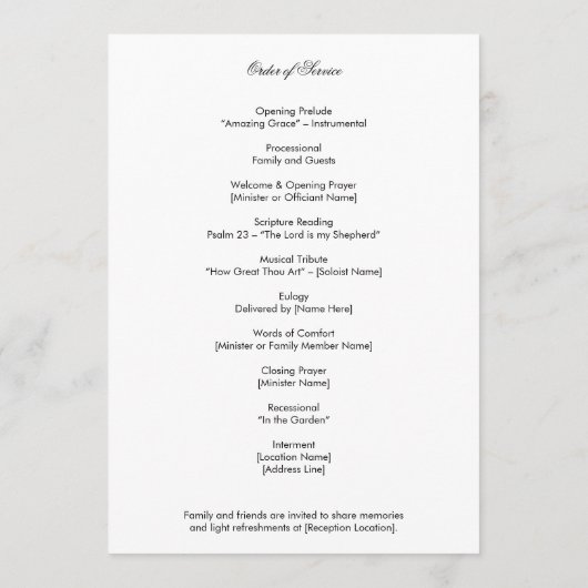 Programme Funeral Program Photo Celebration of Life Service (Dos)