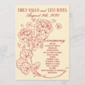 Programme Geraniums rouges sur Mariage beige (Devant)