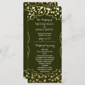 Programme Gold Baby's Breath Floral Olive Wedding Program (Devant / Derrière)