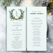 Programme Gold Bow & Green Garland Wedding Ceremony Mint