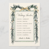 Programme Gold Bow & Greenery Garland Wedding Timeline Ivory (Devant)