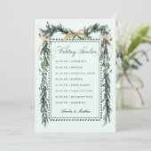 Programme Gold Bow & Greenery Garland Wedding Timeline Mint (Debout devant)