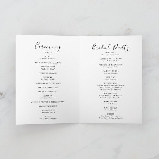 Programme Gold Confetti Eucalyptus Foliage Mariage plié (Intérieur)