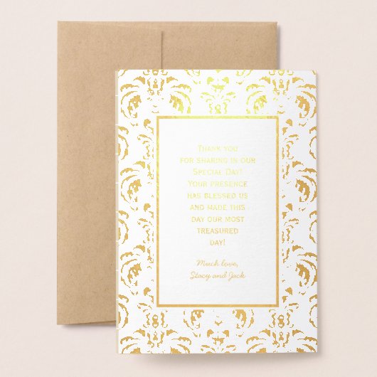 Programme Gold Foil Vintage Mariage damassé (Derrière avec enveloppe)