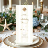 Programme Gold Seashell Stripes Coastal Destination Mariage