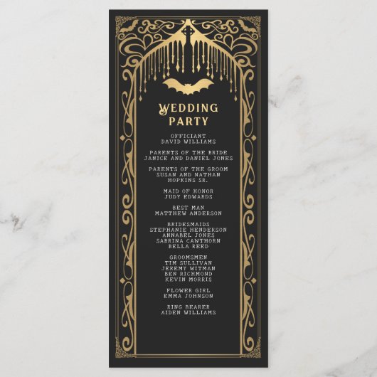 Programme Gold Vampire Cathédrale Mariage gothique (Dos)