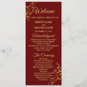 Programme Golden Floral Geometric Wreath Red Wedding (Devant)