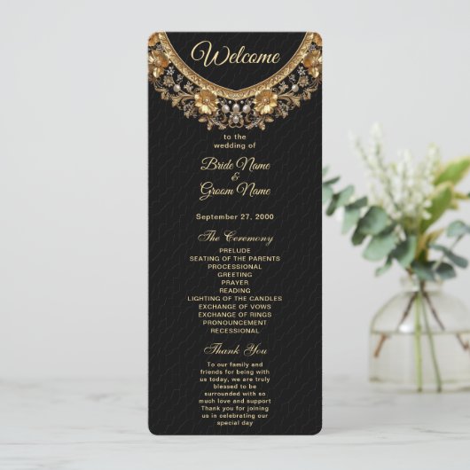 Programme Golden Ornate Frame Wedding Program (Debout devant)