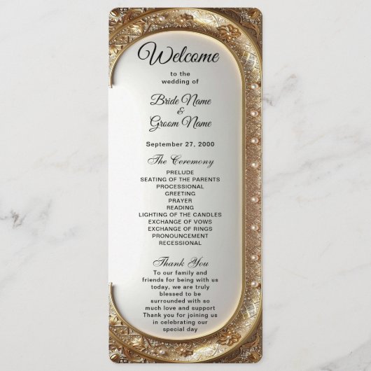 Programme Golden Ornate Frame Wedding Program (Devant)