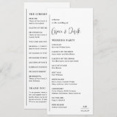 Programme Grace noir et blanc Mariage moderne (Devant / Derrière)