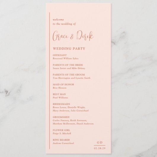 Programme Grace Peach Mariage moderne (Devant)