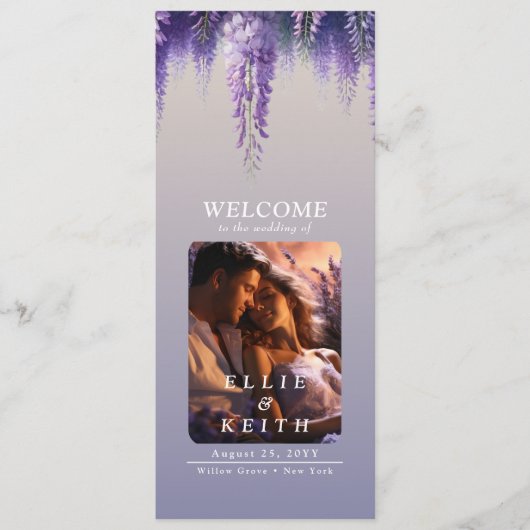 Programme Gradient Whimsical violet Mariage photo floral (Devant)