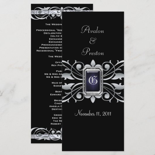 Programme Grand Duchess Silver Scroll Black Wedding Programm (Devant / Derrière)