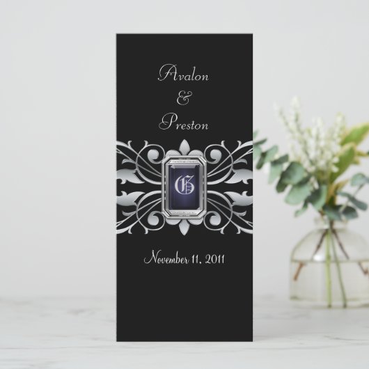 Programme Grand Duchess Silver Scroll Black Wedding Programm (Debout devant)