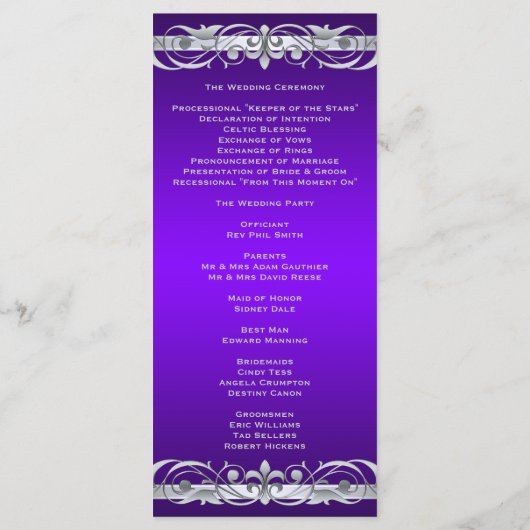 Programme Grand Duchess Silver Scroll Purple Wedple Programm (Dos)