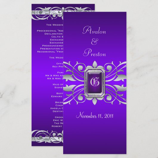 Programme Grand Duchess Silver Scroll Purple Wedple Programm (Devant / Derrière)