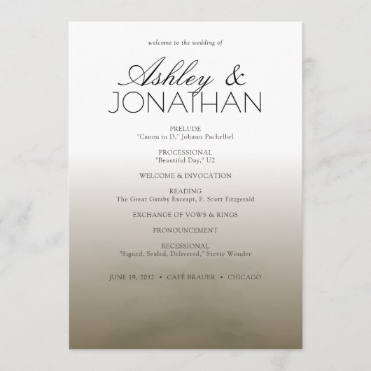 Programme Gras minimaliste - Mariage (Devant)