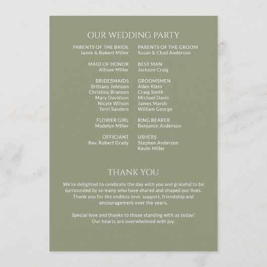 Programme Gras minimaliste - Mariage (Dos)