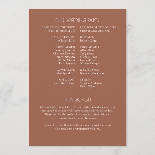 Programme Gras minimaliste - Mariage (Dos)