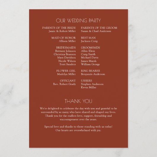 Programme Gras minimaliste - Mariage (Dos)