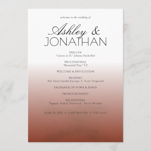 Programme Gras minimaliste - Mariage (Devant)