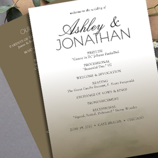 Programme Gras minimaliste - Mariage