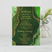 Programme Green and Gold Agate Wedding Program (Debout devant)