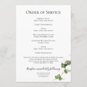 Programme Green English Vine Watercolor Service funéraire (Dos)