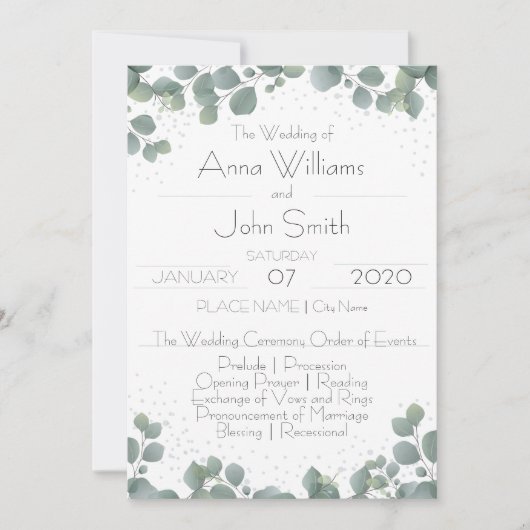 Programme Green Eucalyptus Simple Boho Floral (Devant)