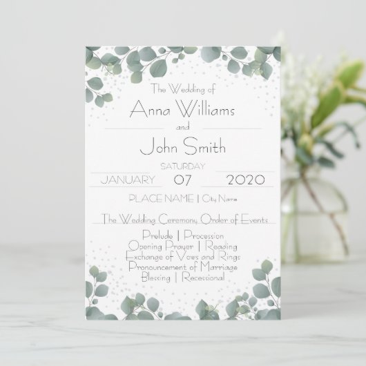 Programme Green Eucalyptus Simple Boho Floral (Debout devant)