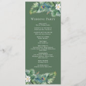 Programme Green Tropical Indian Peacock Plumes Mariage (Dos)