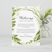 Programme Green Wreath Mariage Hotel Welcome Cards, Rustique (Debout devant)