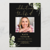 Programme Greenery Black And Gold Funeral Order Of Service  (Devant)