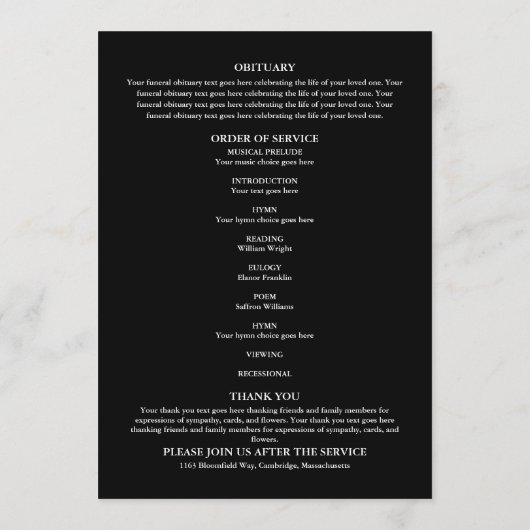 Programme Greenery Memorial Funeral Order Of Service  (Dos)