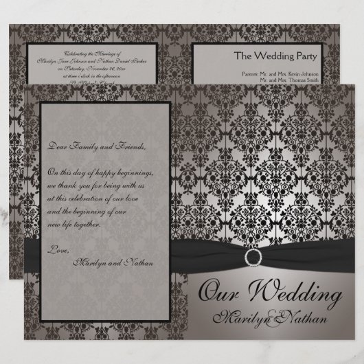 Programme Grey and Black Mariage damassé (Devant / Derrière)