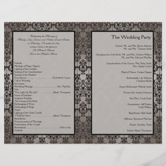 Programme Grey and Black Mariage damassé (Dos)