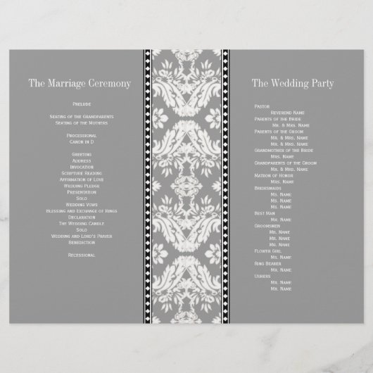 Programme Grey White Mariage damassé (Dos)