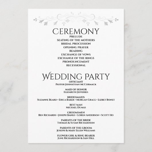 Programme Gris élégant avec Mariage argenté (Dos)