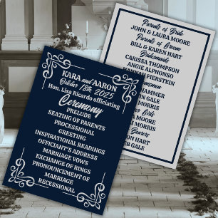 Programme Gris sur ardoise bleu Mariage édouardien